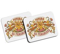 MERCHANDMANIA Pack 2 Alfombrillas Grandes Logo Feminista Mensaje Futuro IDEOLOGIA Mousepad Raton