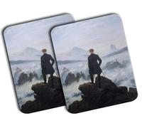 MERCHANDMANIA Pack 2 Alfombrillas Medianas Caspar David Friedrich, El Caminante sobre el mar de Nubes Mousepad Raton