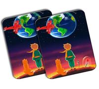 MERCHANDMANIA Pack 2 Alfombrillas Medianas el principito Luna Tierra Estrellas Universo Fantasia Zorro Mousepad Raton