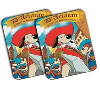 MERCHANDMANIA Pack 2 Alfombrillas Medianas Mosqueteros Perros Francia Medieval Dibujos Mousepad Raton
