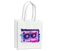 MERCHANDMANIA Pack 2 bolsas cinta casette retro vintage futurista friki gamer cocina compra kitchen