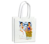MERCHANDMANIA Pack 2 bolsas cuadro arte feminista Frida Kahlo, Las Dos Fridas cocina compra kitchen