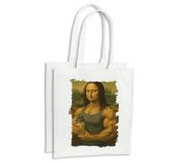 MERCHANDMANIA Pack 2 bolsas cuadro arte gracioso yokonda mona lisa calistenia gym cocina compra kitchen