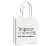 MERCHANDMANIA Pack 2 bolsas frase graciosa chiste tropezar piedra problemas vida cocina compra kitchen