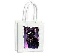 MERCHANDMANIA Pack 2 bolsas gato negro dios divino astrologia brujas magia cocina compra kitchen
