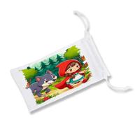 MERCHANDMANIA Pack 2 Fundas Bolsa Multiusos Caperucita roja y el Lobo Cuento niños Infantil Gafas Dados rol Personalizada Color