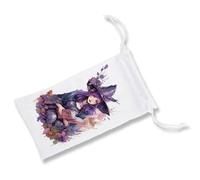MERCHANDMANIA Pack 2 Fundas Bolsa Multiusos Fanart Bruja Libro hechizos Dibujo Flores Bosque Gafas Dados rol Personalizada Color