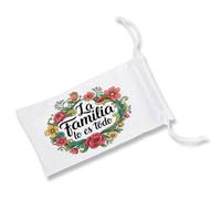 MERCHANDMANIA Pack 2 Fundas Bolsa Multiusos Frase Bonita Familia Padre Madre Hijos Amor Familiar Gafas Dados rol Personalizada Color