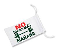 MERCHANDMANIA Pack 2 Fundas Bolsa Multiusos Frase Gym Gimnasio Deporte no digas más mañana Gafas Dados rol Personalizada Color