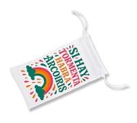 MERCHANDMANIA Pack 2 Fundas Bolsa Multiusos Frase motivadora Actitud motivacion Felicidad Gafas Dados rol Personalizada Color