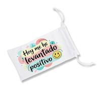 MERCHANDMANIA Pack 2 Fundas Bolsa Multiusos Frase motivadora Feliz Positiva Felicidad Gafas Dados rol Personalizada Color