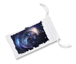 MERCHANDMANIA Pack 2 Fundas Bolsa Multiusos Reloj astronomico Astros Estrellas Tiempo Luna Cosmos Gafas Dados rol Personalizada Color