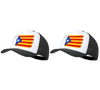 MERCHANDMANIA Pack 2 Gorras Negras CATALUÑA Bandera Emblema Logo Cap