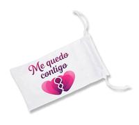 MERCHANDMANIA Pack con 3 Fundas Bolsa Multiusos Frase motivadora Aniversario Novios Amor te Quiero Gafas Dados rol Personalizada Color