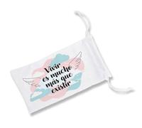 MERCHANDMANIA Pack con 3 Fundas Bolsa Multiusos Frase motivadora Bonita filosófica Vivir Vida existir Gafas Dados rol Personalizada Color