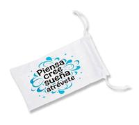 MERCHANDMANIA Pack con 3 Fundas Bolsa Multiusos Frase motivadora sueños Futuro Esfuerzo Lucha Gafas Dados rol Personalizada Color