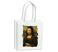 MERCHANDMANIA Pack con 4 bolsas cuadro arte gracioso yokonda mona lisa macarra skinhead compra cocina adorno