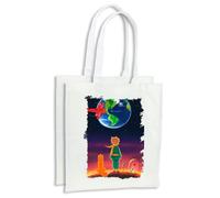 MERCHANDMANIA Pack con 4 bolsas el principito luna tierra estrellas universo fantasia zorro compra cocina adorno
