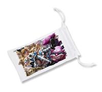 MERCHANDMANIA Pack de 5 Fundas Bolsa Multiusos Alicia en el Pais de Las Maravillas Libro Obra literaria Gafas Dados rol Personalizada Color