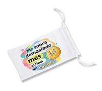 MERCHANDMANIA Pack de 5 Fundas Bolsa Multiusos Frase Graciosa Final de Mes Dinero pobre Chiste Gafas Dados rol Personalizada Color