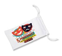 MERCHANDMANIA Pack de 5 Fundas Bolsa Multiusos Frase incomoda Verdad Consejo Amistad Amigos Gafas Dados rol Personalizada Color