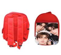 MERCHANDMANIA Pack Mochila Roja y Estuche album cantantes head shoulders knees toes school material