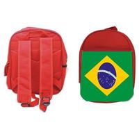 MERCHANDMANIA PACK MOCHILA ROJA Y ESTUCHE bandera brasil pais gobierno brasileño nacion america school material