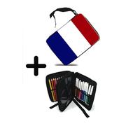 MERCHANDMANIA PACK MOCHILA ROJA Y ESTUCHE BANDERA DE FRANCIA LIBERTAD igualdad fraternidad school material