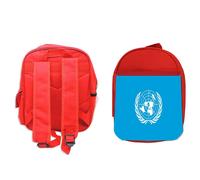 MERCHANDMANIA PACK MOCHILA ROJA Y ESTUCHE bandera naciones unidas pais gobierno mundial school material