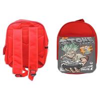 MERCHANDMANIA Pack Mochila Roja y Estuche doctor dr stone senku desayuno piedra cereales gracioso school material