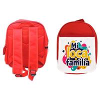 MERCHANDMANIA Pack Mochila Roja y Estuche frase bonita familia divertida amor familiar school material