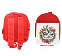 MERCHANDMANIA Pack Mochila Roja y Estuche frase bonita familia padre madre hijos amor familiar school material