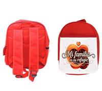 MERCHANDMANIA Pack Mochila Roja y Estuche frase bonita familia refugio proteccion familiar school material