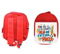 MERCHANDMANIA Pack Mochila Roja y Estuche frase graciosa anti estrés descanso vacaciones school material