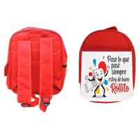 MERCHANDMANIA Pack Mochila Roja y Estuche frase graciosa buen rollo positivo alegria school material