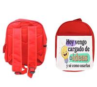 MERCHANDMANIA Pack Mochila Roja y Estuche frase graciosa imaginacion mente ideas school material