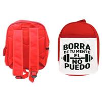 MERCHANDMANIA Pack Mochila Roja y Estuche frase gym gimnasio deporte borra de tu mente el no puedo school material