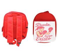 MERCHANDMANIA Pack Mochila Roja y Estuche frase gym gimnasio deporte feminismo puedo luego existo school material