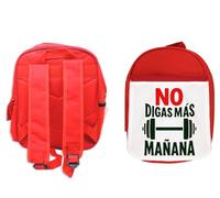 MERCHANDMANIA Pack Mochila Roja y Estuche frase gym gimnasio deporte no digas más mañana school material