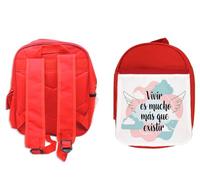 MERCHANDMANIA Pack Mochila Roja y Estuche frase motivadora bonita filosófica vivir vida existir school material