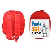 MERCHANDMANIA Pack Mochila Roja y Estuche frase motivadora graciosa vida alegre divertida school material