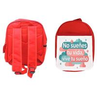 MERCHANDMANIA Pack Mochila Roja y Estuche frase motivadora vivir sueño futuro esfuerzo school material