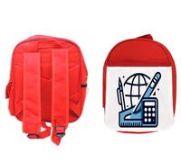 MERCHANDMANIA PACK MOCHILA ROJA Y ESTUCHE logo profesor matematicas matematico school material