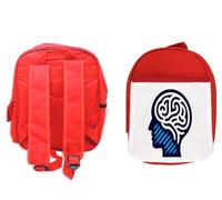 MERCHANDMANIA PACK MOCHILA ROJA Y ESTUCHE logo psicologo psicologia mente cerebro school material