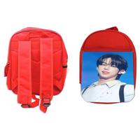 MERCHANDMANIA Pack Mochila Roja y Estuche lucky freestyle kiss kiss shy shy grupo musical school material