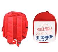 MERCHANDMANIA Pack Mochila Roja y Estuche meme frase soy enfermera cual es tu superpoder school material