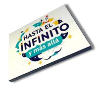 MERCHANDMANIA Panel fotográfico decorativo frase motivadora pelicula hasta el infinito y mas alla cuadro acabado brillante elegante pared