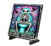 Merchandmanía Placa pizarra carta tarot graciosa meme miedo terror wc bater portafotos portafoto