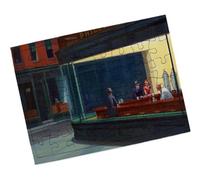 Merchandmanía Puzzle Pequeño tamaño Aprox. A5 de 48 Piezas con Marco Cuadro Arte Edward Hopper, Noctámbulos Rompecabezas puzle para Adulto