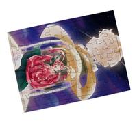 Merchandmanía Puzzle Pequeño tamaño Aprox. A5 de 48 Piezas con Marco el principito Rosa Amor Estrellas Espacio Historia Rompecabezas puzle para Adulto